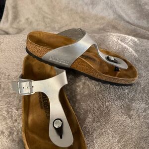 Birkenstock Gizeh Birko-Flor silver Thong Sandal EU 36 BIRKS